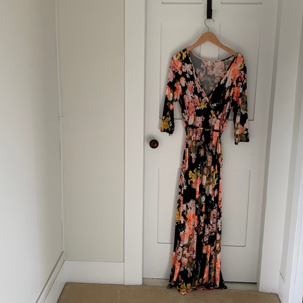 Pink Blush Maternity Faux Wrap Maxi Dress